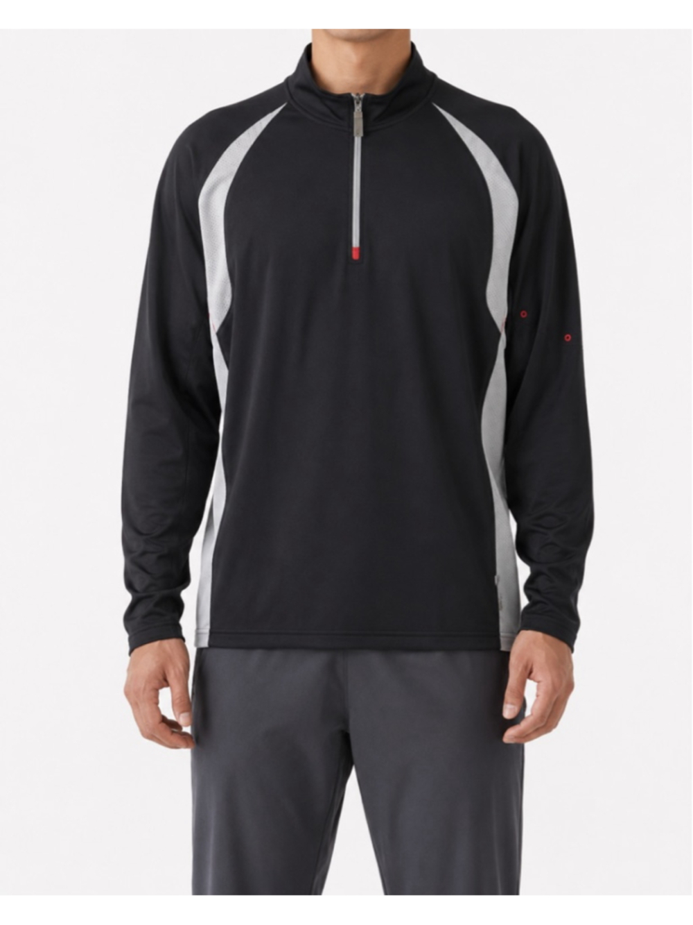 Alo Yoga CoolFit 1/4 Zip Pullover Sz XXL Black Gray EUC